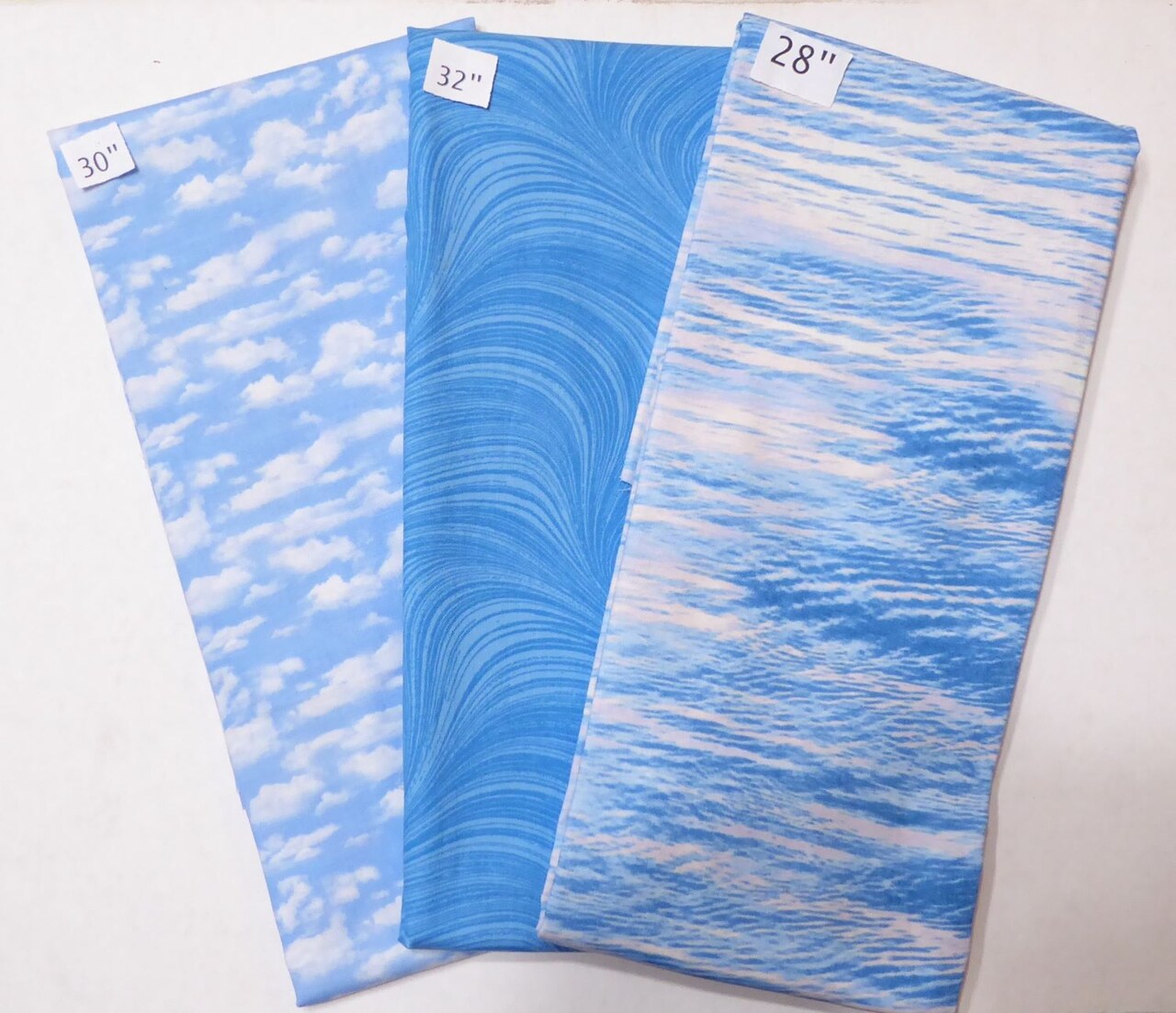 Blue Wave Water Clouds Cotton Fabric 2yd 18in Last the Best End of Bolt